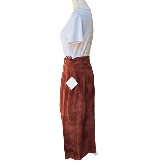 Evan Davies Womens Dark‎ Brown Suede Leather Maxi Skirt With Front Split Size 14 - Picture 2 of 13
